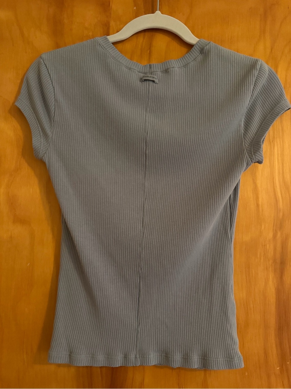 Fabletics Light Blue Ribbed Short Sleeve Top - Picture 4 of 5